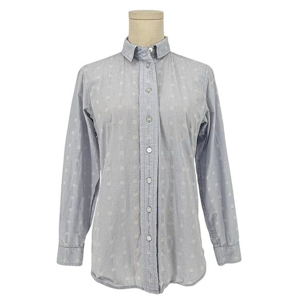 Lizwear Polka Dot Button Front Shirt Women's Size S Light Blue Casual - Picture 1 of 7